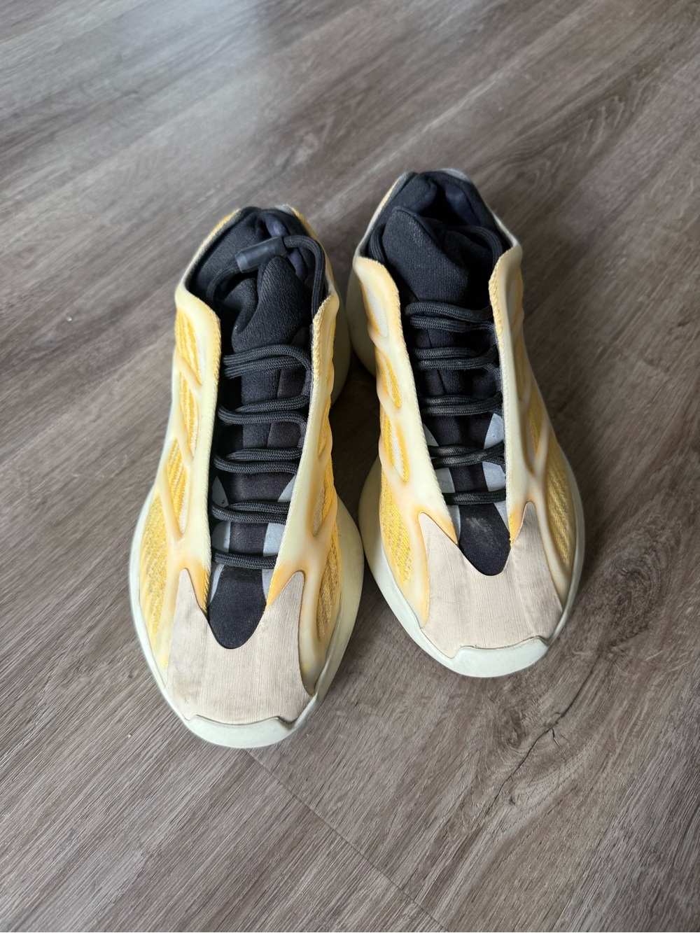 Yeezy Men's Yellow, Black and Cream Low-Top Sneakers